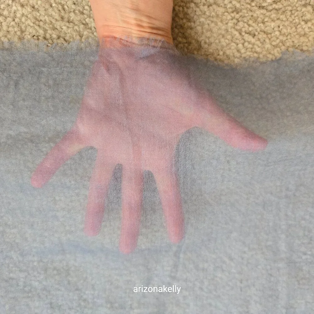 NWOT Cashmere Scarf Wrap Featherweight Tissue Weight Periwinkle Blue Ovcio - Picture 2 of 10